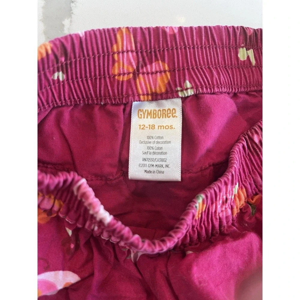 Gymboree Toddler Girls Skirt Size 12-18 Months Green Pink Butterflies Flowers